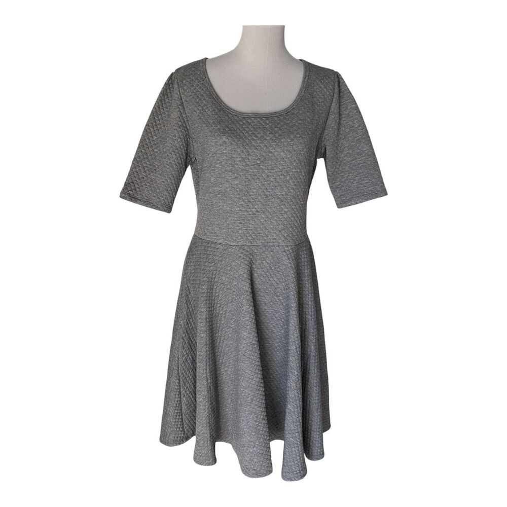 New Lularoe Dress 1XL/2XL Nicole Fit Flare Textured‎ Jacquard Career Gray